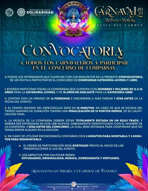 Lanzan convocatoria para Carnaval 2024 en Playa del Carmen 