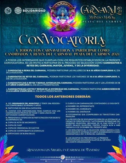 Lanzan convocatoria para Carnaval 2024 en Playa del Carmen